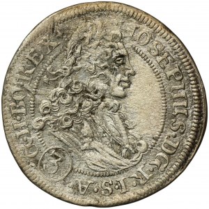 Silesia, Habsburg rule, Joseph I, 3 Kreuzer Breslau 1707 FN