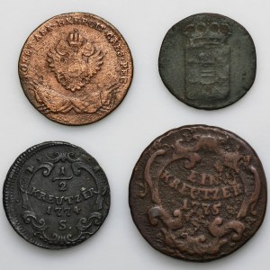 Set, Austria, Duchy of Oświęcim and Zator, Galicia and Lodomeria, 1/2 Kreuzer, 1 Kreuzer, 1 Schilling, 1 Groschen (4 pcs.)