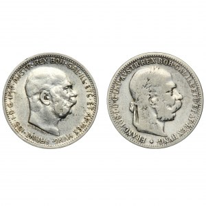 Satz, Österreich, Franz Joseph I., 1 Krone (2 Stück).