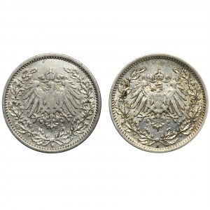 Satz, Deutschland, Deutsches Reich, Wilhelm II, 1/2 Mark (2 Stück).