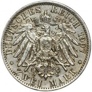 Germany, Kingdom of Prussia, Wilhelm II, 2 Mark Berlin 1907 A