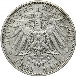 Germany, Kingdom of Prussia, Wilhelm II, 3 Mark Berlin 1910 A