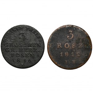 Set, Grand Duchy of Posen and Duchy of Warsaw, 3 Groschen (2 pcs.)