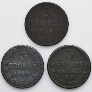 Zestaw, Królestwo Polskie, 3 grosze (3 szt.)