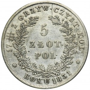 November Uprising, 5 zloty Warsaw 1831 KG