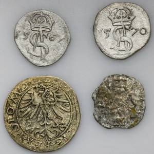 Zestaw, Zygmunt II August i Gotthard Kettler, Dwudenary i Półgrosz (4 szt.)