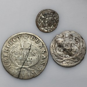 Set, Augustus II the Strong and Augustus III of Poland, Heller, 1/48 Thaler and 1/12 Thaler (3 pcs.)
