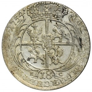 Augustus III of Poland, 1/4 Thaler Leipzig 1754 EC - dot after date