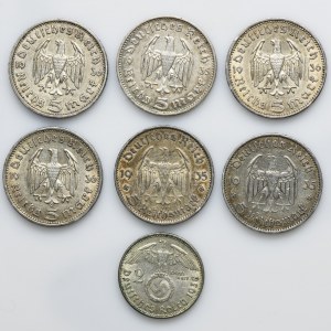 Set, Germany, Third Reich, 2 and 5 Mark (7 pcs.)