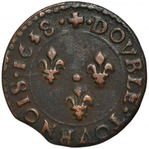 Francja, Ludwik XIII, Double Tournois Bordeaux 1638 K
