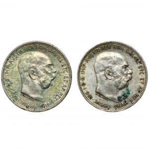 Satz, Österreich, Franz Joseph I., 1 Krone (2 Stück).