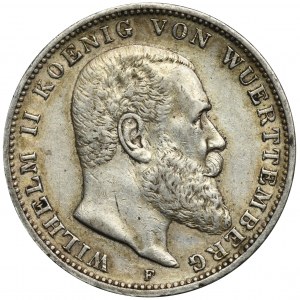 Niemcy, Wirtembergia, Wilhelm II, 3 Marki Stuttgart 1909 F