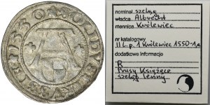 Prusy Książęce, Albrecht Hohenzollern, Szeląg Królewiec 1550 - ILUSTROWANY, ex. Marzęta