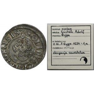 Riga unter schwedischer Herrschaft, Gustavus II. Adolphus, der Rigaer Schellfisch 1634 - GEZOGEN, ILLUSTRIERT, ex. Marzêta