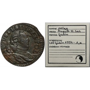 August III. Sachsen, Gubin Shell 1754 H - ILLUSTRATED, ex. Marzęta