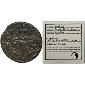 August III. Sachsen, Gubin Shell 1754 H - ILLUSTRATED, ex. Marzęta