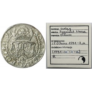 Zygmunt III Waza, Szeląg Olkusz 1591 IF - ILUSTROWANY, ex. Marzęta