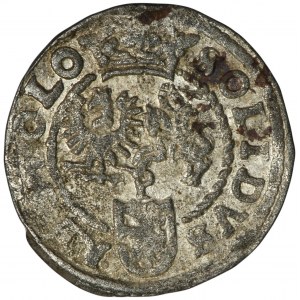Sigismund III Vasa, Schilling Posen 1600 - letter P above Lewart coat of arms