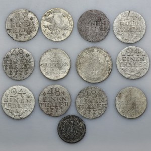 Zestaw, Niemcy, Prusy i Saksonia, Mix monet z XVIII i XIX wieku (13 szt.)