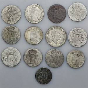 Zestaw, Niemcy, Prusy i Saksonia, Mix monet z XVIII i XIX wieku (13 szt.)