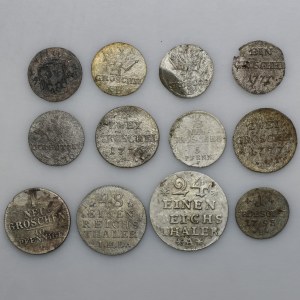 Set, Germany, Prussia and Saxony, Mix of coins from 18th and 19th century (12 pcs.)