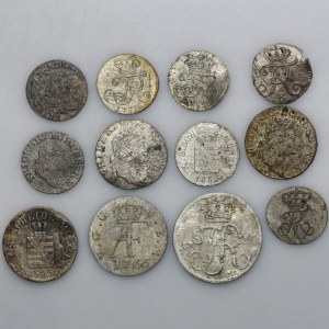 Set, Germany, Prussia and Saxony, Mix of coins from 18th and 19th century (12 pcs.)