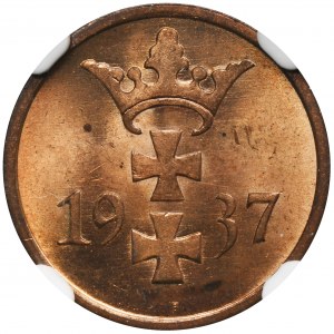 Wolne Miasto Gdańsk, 1 fenig 1937 - NGC MS64 RB