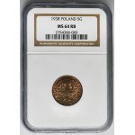 5 pennies 1938 - NGC MS64 RB