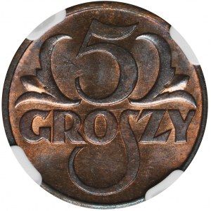 5 Pfennige 1937 - NGC MS64 RB