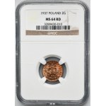 2 Pfennige 1937 - NGC MS64 RD