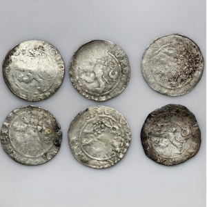 Set, Bohemia, Wenzel II and Karl IV, Prague groschen Kuttenberg (6 pcs.)