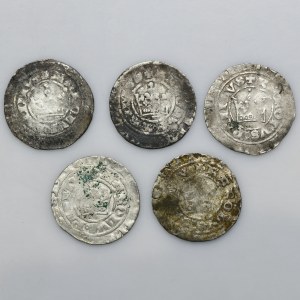 Set, Bohemia, Karl IV, Prague groschen Kuttenberg (5 pcs.)