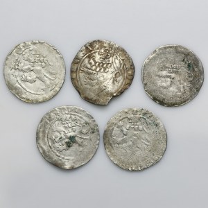 Set, Bohemia, Karl IV and Wenzel IV, Prague groschen Kuttenberg (5 pcs.)