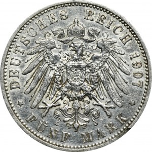 Deutschland, Königreich Preußen, Wilhelm II, 5 Mark Berlin 1907 A
