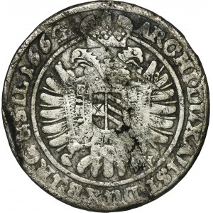 Schlesien, Habsburger Herrschaft, Leopold I., 15 Krajcars Wrocław 1662 GH