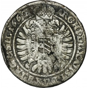 Silesia, Habsburg rule, Leopold I, 15 Kreuzer Breslau 1662 GH