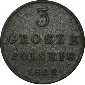 Königreich Polen, 3 polnische Grosze Warschau 1829 FH