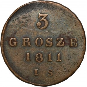 Księstwo Warszawskie, 3 grosze Warszawa 1811 IS