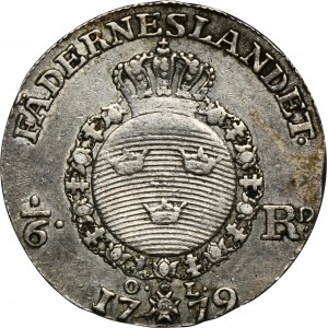 Sweden, Gustav III, 1/6 Riksdaler Stockholm 1779