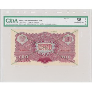 100 złotych 1944 ...owym - WZÓR - AC 068... - GDA 58 EPQ