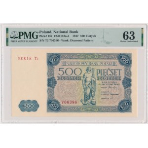 500 złotych 1947 - T2 - PMG 63