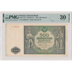 500 Zloty 1946 - A - PMG 30 - erste Serie