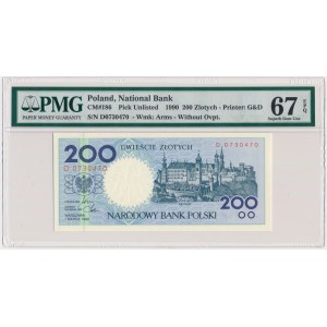 Miasta Polskie, 200 złotych 1990 - D - PMG 67 EPQ