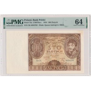 100 złotych 1934 - Ser. C.K. - bez dodatkowych znw. - PMG 64