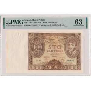 100 gold 1934 - Ser. BH. - znw. +x+ - PMG 63