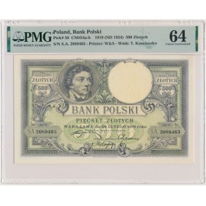 500 złotych 1919 - SA. - PMG 64