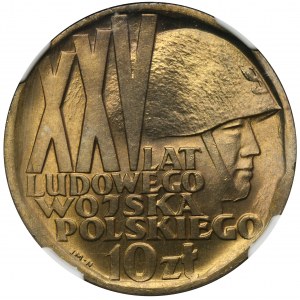 10 złotych 1968 XXV lat Ludowego Wojska Polskiego - NGC MS67