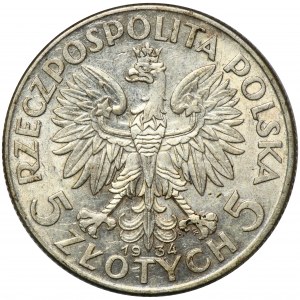 Głowa Kobiety, 5 złotych Warszawa 1934