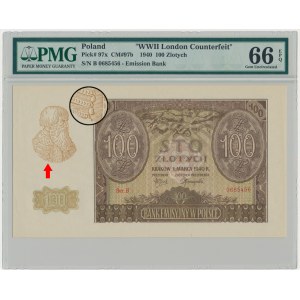 100 złotych 1940 - ZWZ - B - PMG 66 EPQ