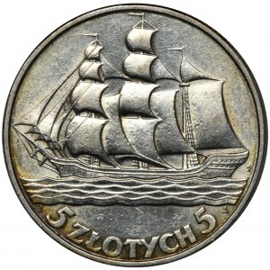 Żaglowiec, 5 złotych 1936